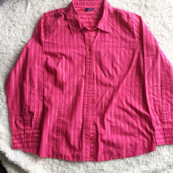 Basic Editions Tops - 6/$20Basic Editions pink gold stripebutton up sz L